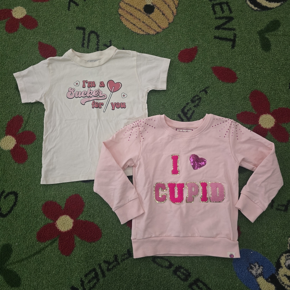 Cheeky Plum "I Love Cupid" Sweatshirt With Bonus Shirt Size 5T